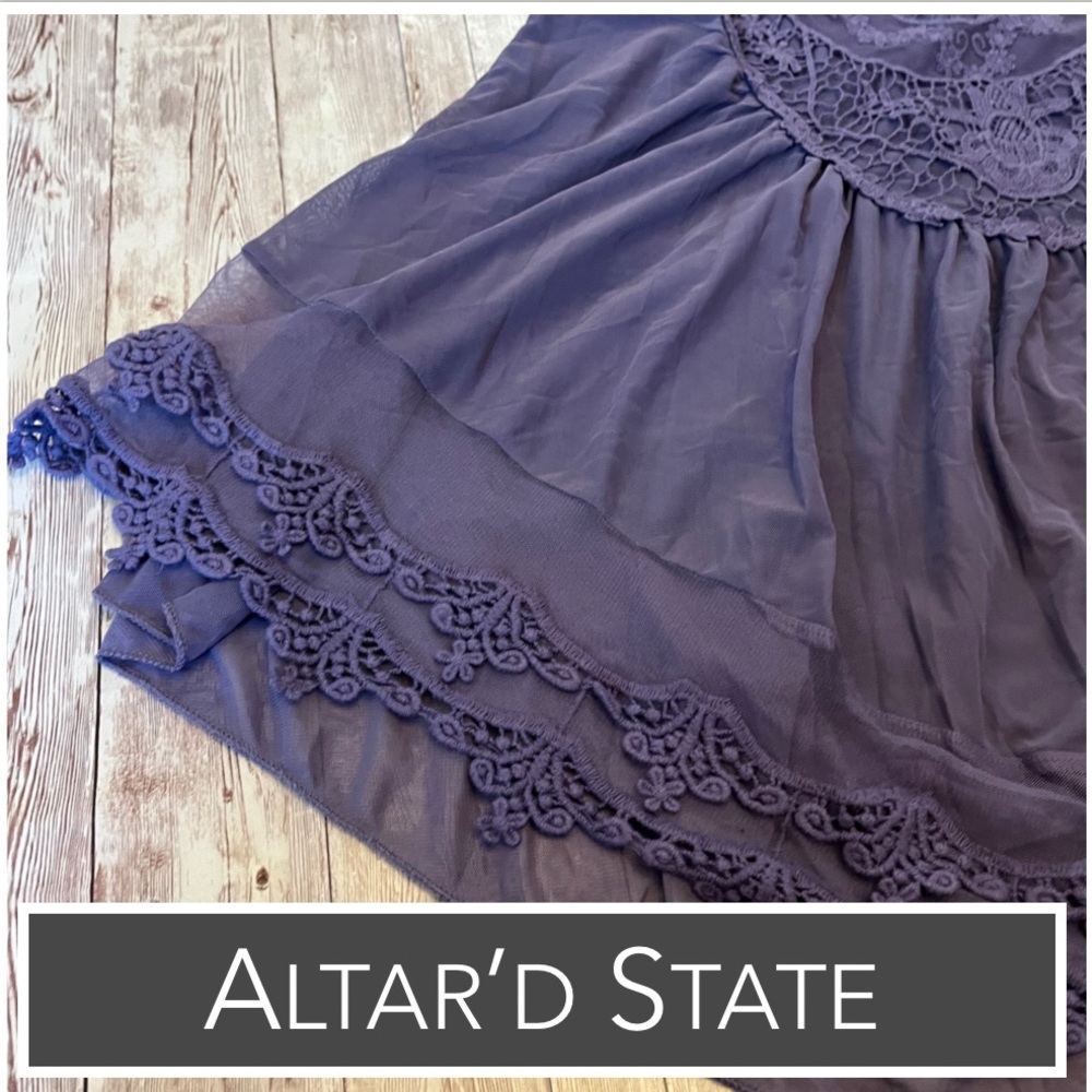 Altar’d State Purple Tunic Blouse with Lace Detail - Picture 8 of 9